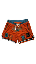 Chenille Patch Town Baby University Shorts (Orange/ Teal)